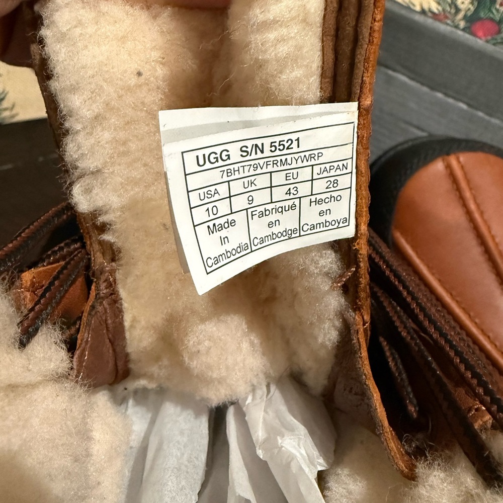 UGG Chestnut Leather Boots with Shearling Lining
